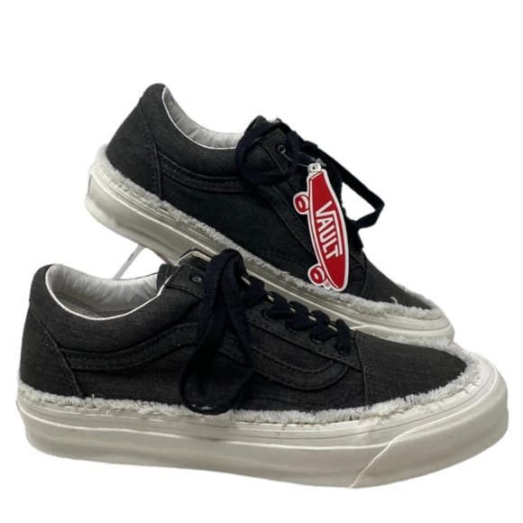 VANS Vault OG Old Skool LX Women's Shoes Canvas Raw Edge Black Skate VN0A5FBEBLK - Picture 1 of 9